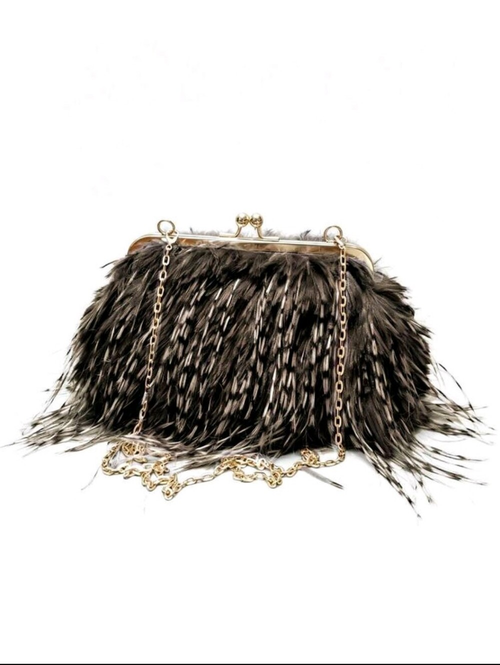 BRAND NEW ** Faux Fur Evening Clutch Bag with Gold Chain